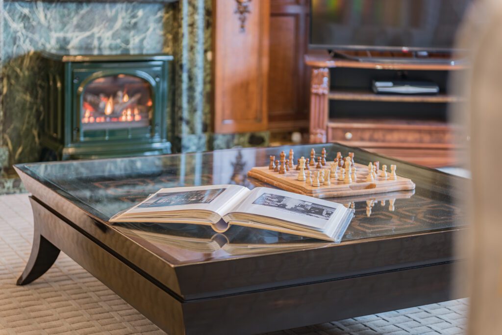 Coffee table with chessboard in a period home